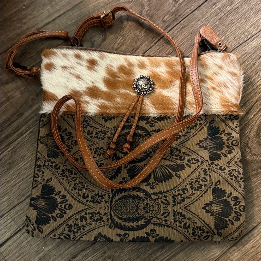Myra Bag Brown and Tan Patterned Shoulder Bag